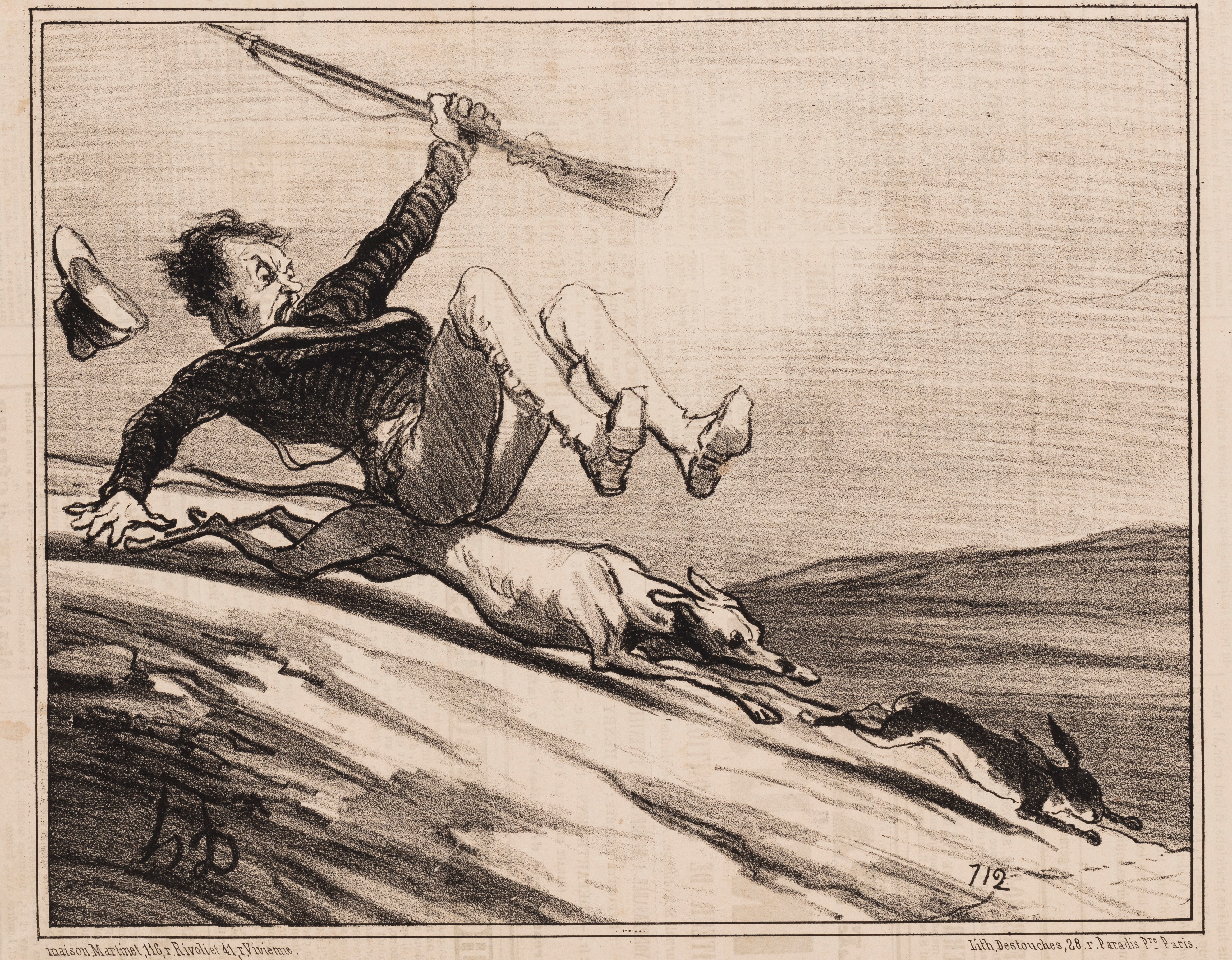 DAUMIER Chasseur bousculé par son chien poursuivant un lapin (2).jpg